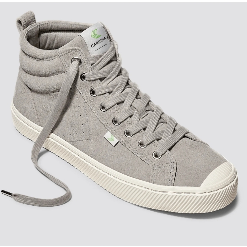 NIB Cariuma Oca Cloud Gray Suede High Top Sneakers 9 Men's Unisex 10.5 Woman's
